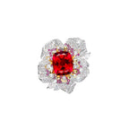 Floral Design Ruby & Multi-Diamond Statement Ring